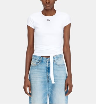 Haut côtelé avec lacets enveloppants - Diesel - Blanc