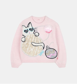 Pull de Noël tricoté - Billieblush - Rose courage
