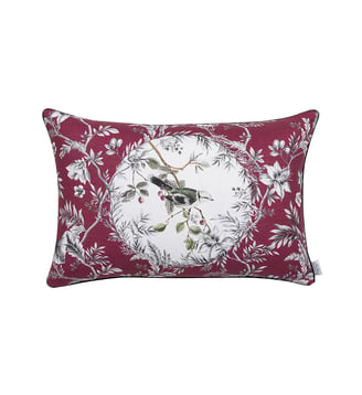 Housse de coussin imprimé en lin, COMEDIE AMARANTE - Alexandre Turpault - Rose amarante