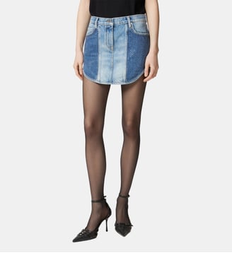 Jupe courte en jean à mini strass - Pinko - Multicolore