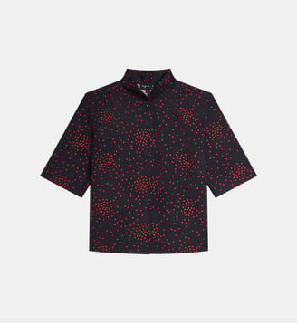 chemise en coton imprimée coeurs - Agnès b. - Rouge garance