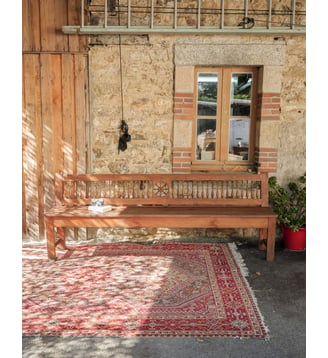 Grand banc en merisier Antoine N°525- Produit chiné - Debongout - Bois foncé