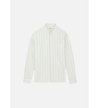 Chemise décontractée Curtis Blue lake stripes - Noyoco - Blanc