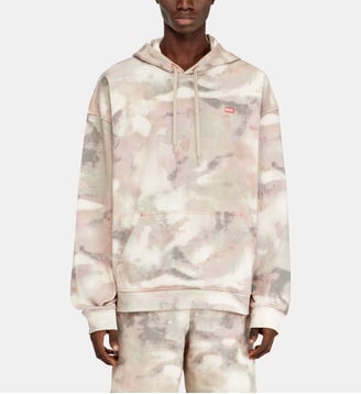 Sweat à capuche en coton biologique à imprimé camouflage - Diesel - Beige marron