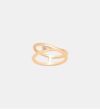 Petite bague croisée Harmonie | Infinie en Plaqué Or avec diamant blanc - La Garçonne Diamant - Champagne