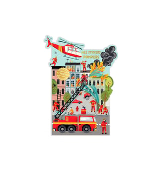 Jeu Stickers + Poster Les Pompiers - Cartesdart - Multicolore