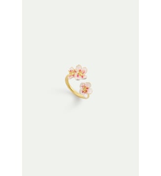 Bague ajustable mini fleurs blanches de cerisier - Les Néréides - Rose