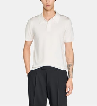 Polo droit fine maille - Sandro - Blanc