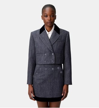 Veste tailleur bi-matière - Claudie Pierlot - Bicolore