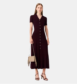 Robe longue en maille - Maje - Bordeaux