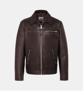 Blouson casual, cuir d'agneau - Schott - Marron