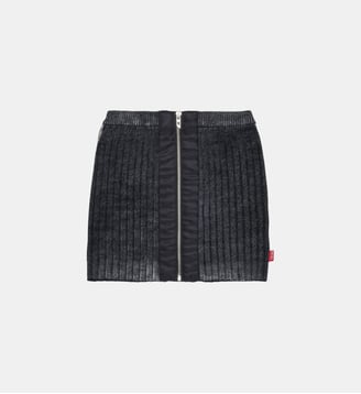 Jupe courte en tricot côtelé avec fermeture éclair - Diesel Kids - Noir