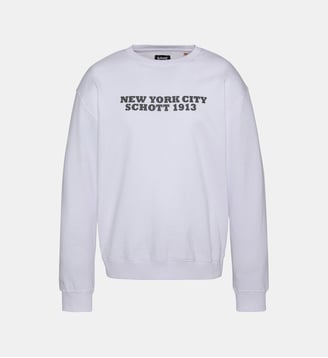 Sweatshirt imprimé col rond - Schott - Blanc