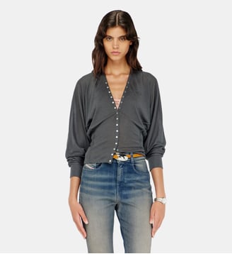 Top cardigan en mélange Tencel à manches chauve-souris Diesel