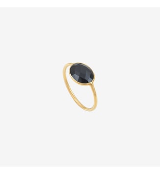 Bague onyx plaquée or - SERTI PM - Caroline Najman - Doré et noir