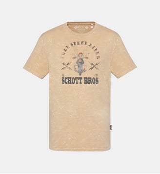 T-shirt biker, effet flammé - Schott - Beige