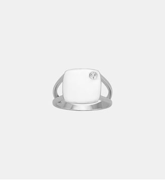 Chevalière Insolite en Argent avec diamant blanc - La Garçonne Diamant - Argent