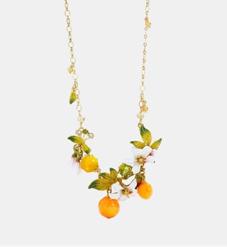 Collier plastron fleurs d'oranger et oranges - Les Néréides - Orange