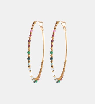 Boucles d'oreilles créoles   - Iancura - Satellite - Grenat vert
