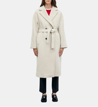 Manteau long croisé en laine et alpaga -ALAN Gerard Darel