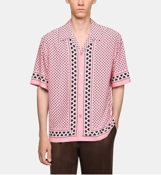Chemise fluide à imprimé cœur - Sandro - Rose