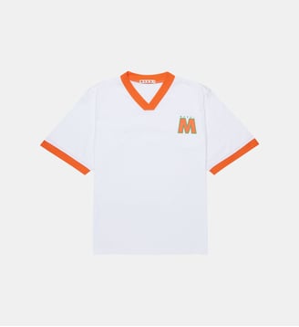 T-shirt à col en V avec logo - Marni - Orange
