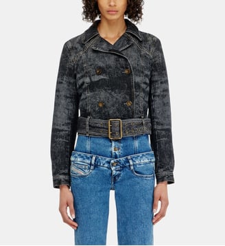 Veste en denim cropped avec ceinture - Diesel - Noir