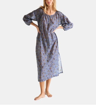 Robe longue col rond en voile de coton Laurence Tavernier