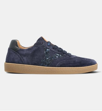 Sneaker copacabana miel - cuir velours - Colisée Paris - Bleu marine