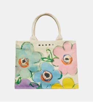Sac cabas Desert Flower en toile - Marni - Blanc cassé