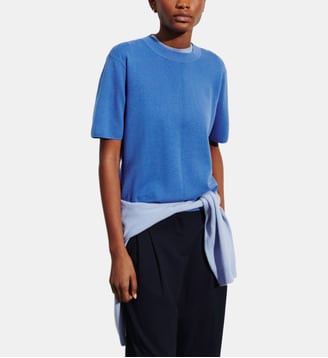 T-shirt ample en coton et cachemire - Bompard - Bleu althea