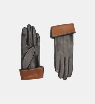 Gants Fanny Femme Cuir Doublés Soie - Agnelle - Tnoir et whisky