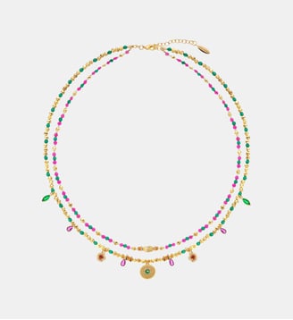Collier multirangs perles et pampilles SHERAZAD - Hipanema - Émeraude