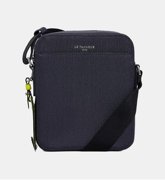 Petite sacoche zippée Emile en cuir signature T - Le Tanneur - Bleu