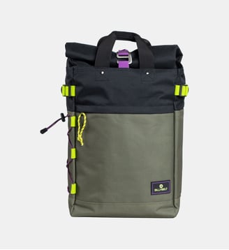 Sac à dos roll-top en polyester recyclé - Billybelt - Kaki et noir