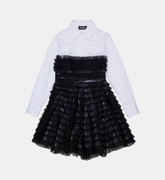Robe chemise à volants plissés - Dsquared2 - Blanc