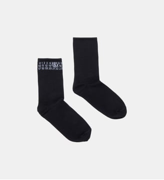 Chaussettes côtelées avec logo numérique - MM6 Maison Margiela - Noir