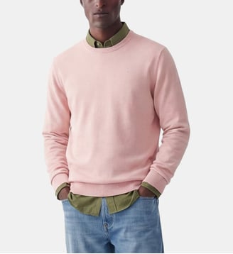 Pull col rond en coton et laine Maximum - Serge Blanco - Rose