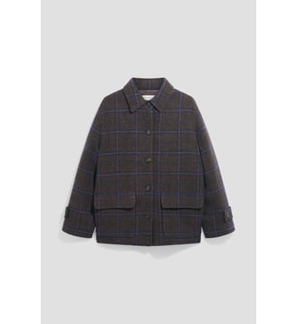 Manteau court à carreaux en laine vierge - ALTA - Gerard Darel - Marron