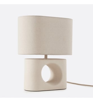 Lampe à poser en céramique et lin - La Redoute Interieurs - Greige