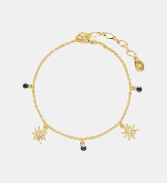 Bracelet charms étoiles dorées et pierre bleu nuit - Les Néréides - Bleu