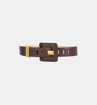 Ceinture Anthem large en cuir lisse - Balmain - Marron foncé