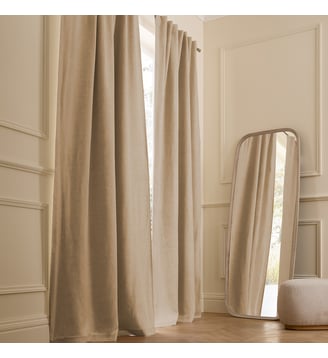 Rideau lin lavé occultant, pattes cachées - AM.PM - Beige tabac