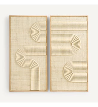 Art mural en duo, palmier tissé - AM.PM - Naturel