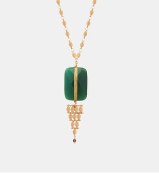 Collier pendentif ajustable   - Babylone - Satellite - Vert