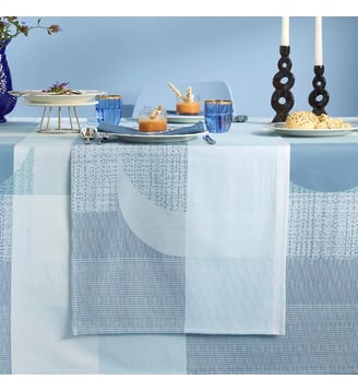Chemin de table pur coton - Garnier Thiebaut - Bleu