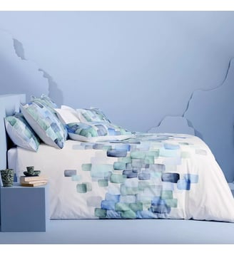 Parure de lit percale de coton - Garnier Thiebaut - Bleu clair