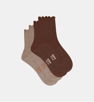 Lot de 2 paires de chaussettes coton Modal - Dim - Marron