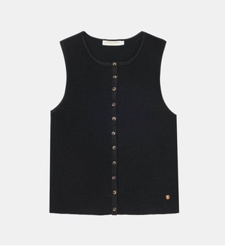 Gilet col rond uni MAGGIE - La Petite Etoile - Noir