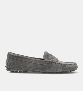 Mocassin driver hampton - cuir velours - Fairmount - Blanc et gris